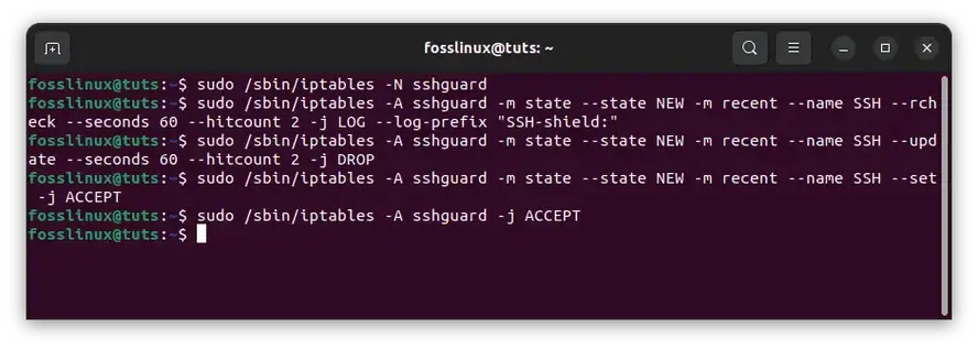 Create-an-SSH-guard-rule-chain